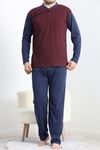 Jakarlı Erkek Pijama Takımı Bordo2 - 40064.1838.